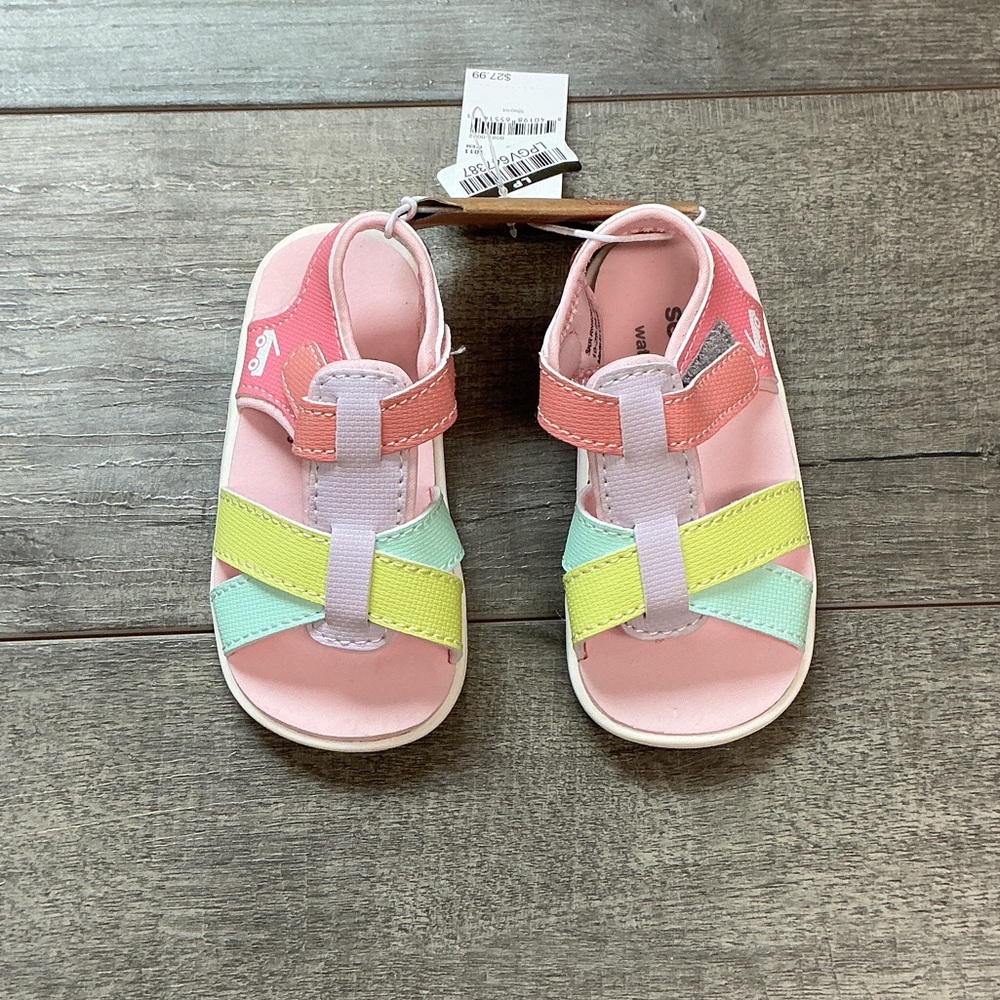 See Kai Run Pink Sandals with Multicolor Straps